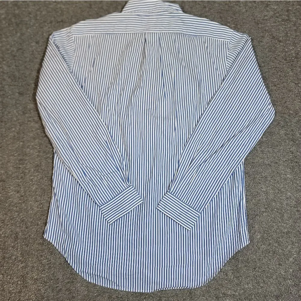 Polo Ralph Lauren Classic Fit Blue White Stripe Button Down Shirt Men M Vtg 90's